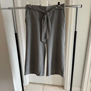 Gray Wide-Leg Tie-Waist Pants
